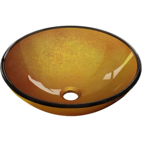 Mexen Mira lavandino in vetro da appoggio 42 x 42 cm, oro - 24124250