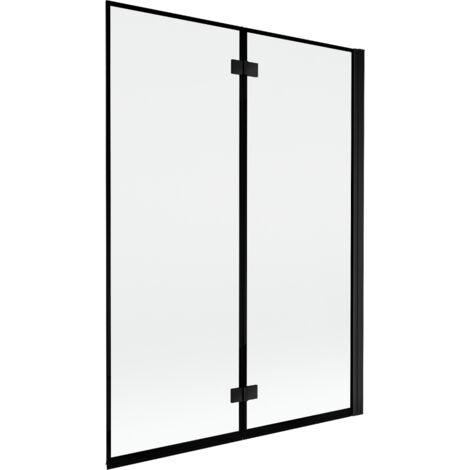 Mexen Mist Badewannenabtrennung 2-flügelig rechts 130 x 150 cm, schwarzer Rahmen, schwarz - 8A9-130-002-70-70-P