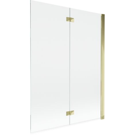 Mexen Mist Badewannenabtrennung 2-flügelig rechts 130 x 150 cm, transparent, gold - 8A9-130-002-50-00-P