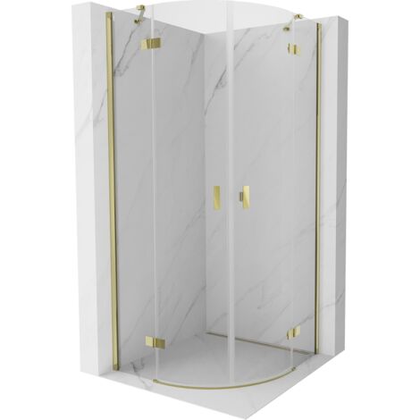 Mexen Mist cabina de ducha semicircular abatible 80 x 80 cm, transparente, dorada - 8A33-080-080-50-00