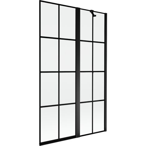 Mexen Mist Duschabtrennung 2-flügelig rechts 110 x 150 cm, schwarz kariert, schwarz - 8A9-110-011-70-77-P