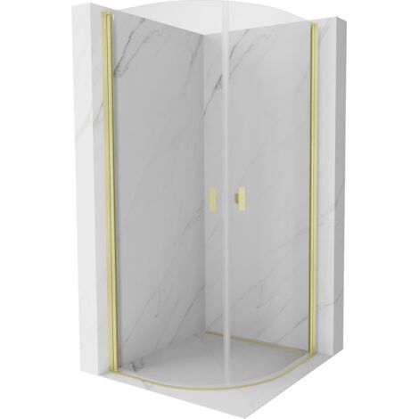 Mexen Mist Duschkabine halbrund schwenkbar 70 x 70 cm, transparent, gebürstet gold - 8A31-070-070-55-00
