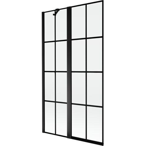 Mexen Mist Duschwand 2-flügelig links 100 x 150 cm, schwarzes Gitter, schwarz - 8A9-100-011-70-77-L