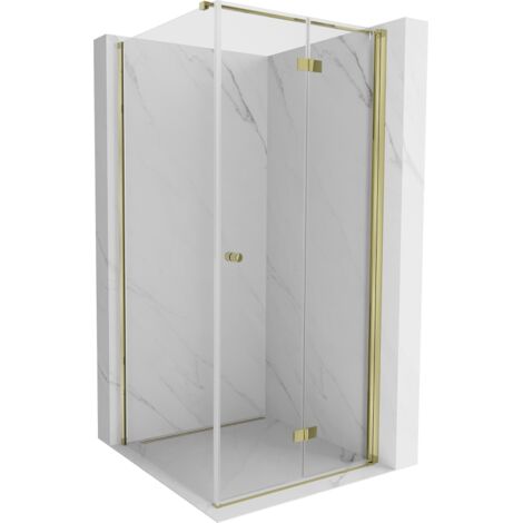 Mexen Mist-F cabina de ducha plegable derecha 70 x 70 cm, transparente, dorada - 8A6T-070-070-50-00-P