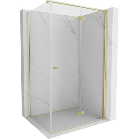 Mexen Mist-F T cabine de douche pliable droite 85 x 120 cm, transparent, or brossé - 8A6T-085-120-55-00-P