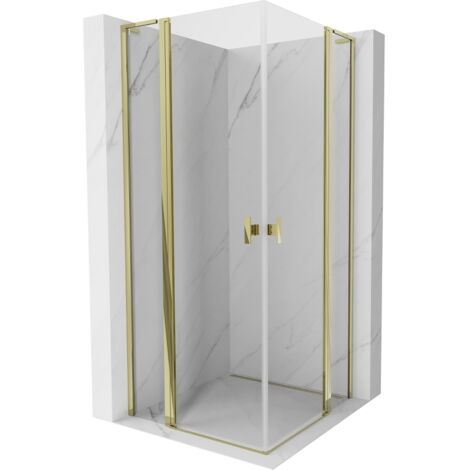 Mexen Mist L Duo cabine de douche pivotante 90 x 90 cm, transparent, doré - 8A4L-090-090-50-00