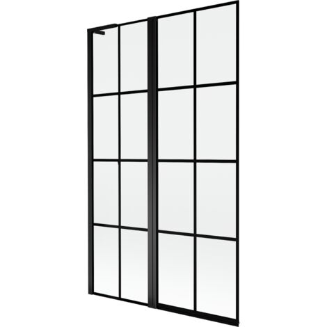 Mexen Mist L Duschabtrennung 2-flügelig links 110 x 150 cm, schwarzes Gitter, schwarz - 8A9L-110-011-70-77-L
