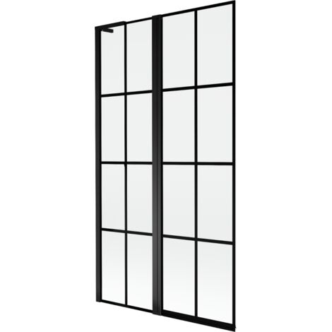Mexen Mist L Duschwand 2-flügelig links 100 x 150 cm, schwarzes Gitter, schwarz - 8A9L-100-011-70-77-L