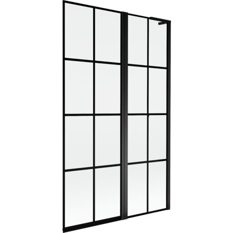 Mexen Mist L Duschwand 2-teilig rechts 110 x 150 cm, schwarzes Gitter, schwarz - 8A9L-110-011-70-77-P