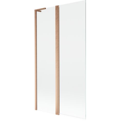 Mexen Mist L mampara de ba帽era de 2 hojas 100 x 150 cm, transparente, cobre cepillado - 8A9L-100-011-65-00