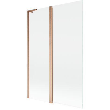 Mexen Mist L mampara de ba帽era de 2 hojas 120 x 150 cm, transparente, cobre cepillado - 8A9L-120-011-65-00