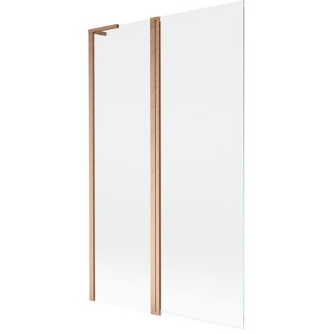Mexen Mist L mampara de ba帽o de 2 paneles 110 x 150 cm, transparente, cobre cepillado - 8A9L-110-011-65-00