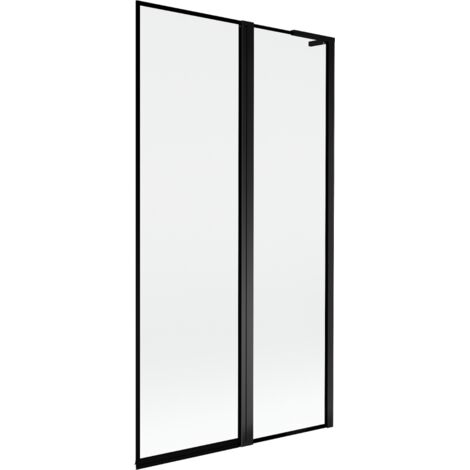 Mexen Mist L paratia per vasca da bagno a 2 ante destra 100 x 150 cm, cornice nera, nero - 8A9L-100-011-70-70-P