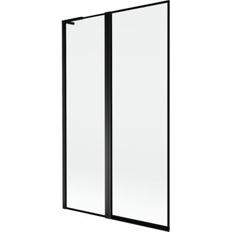 Mexen Mist L paratia per vasca da bagno a 2 ante, sinistra, 110 x 150 cm, cornice nera, nero - 8A9L-110-011-70-70-L