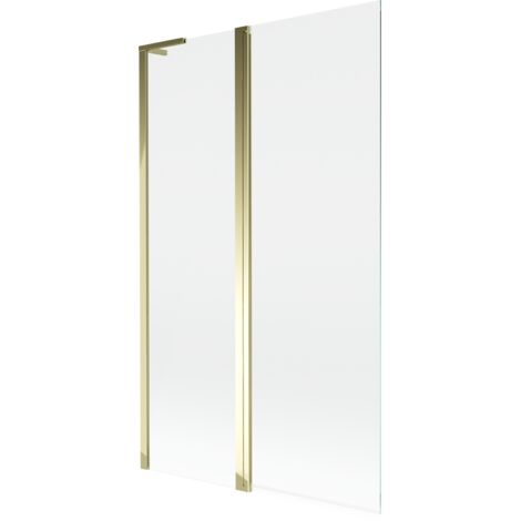 Mexen Mist L paravento da vasca a 2 ante 110 x 150 cm, trasparente, dorato - 8A9L-110-011-50-00