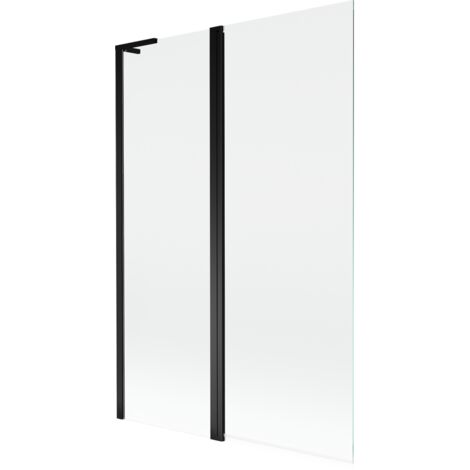 Mexen Mist L paravento per vasca da bagno a 2 ante 110 x 150 cm, trasparente, nero - 8A9L-120-011-70-00