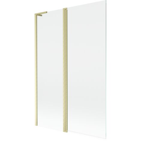 Mexen Mist L paravento per vasca da bagno a 2 ante 120 x 150 cm, trasparente, oro spazzolato - 8A9L-120-011-55-00