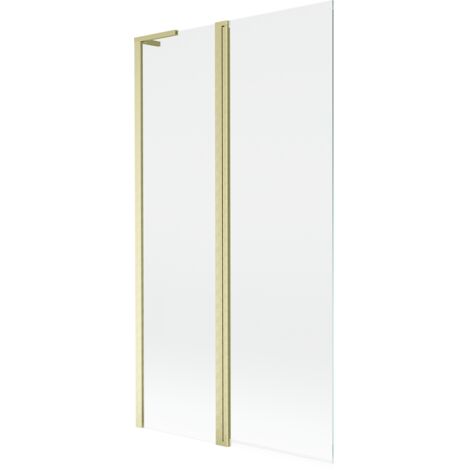 Mexen Mist L parete vasca a 2 ante 100 x 150 cm, trasparente, oro spazzolato - 8A9L-100-011-55-00
