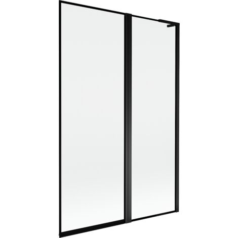 Mexen Mist L paroi de baignoire 2 volets droit 120 x 150 cm, cadre noir, noir - 8A9L-120-011-70-70-P