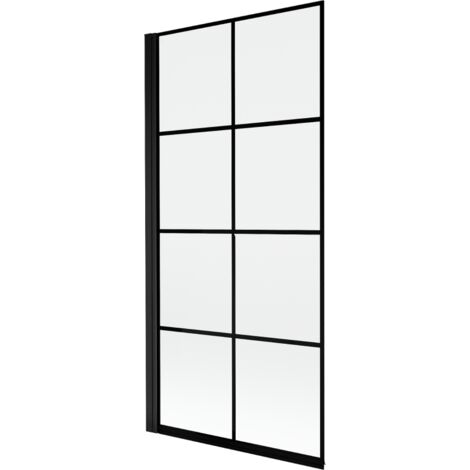 Mexen Mist mampara de ducha 1-hoja izquierda 90 x 150 cm, cuadricula negra, negro - 8A9-090-001-70-77-L