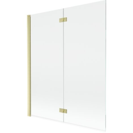 Mexen Mist mampara de ducha 2 alas izquierda 140 x 150 cm, transparente, oro cepillado - 8A9-140-002-55-00-L