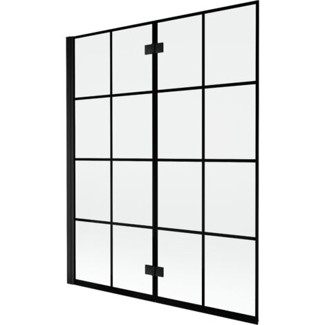 Mexen Mist mampara de ducha de 2 hojas izquierda 140 x 150 cm, rejilla negra, negro - 8A9-140-002-70-77-L