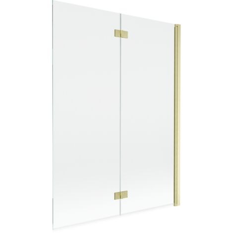 Mexen Mist mampara de ducha de 2 paneles derecha 130 x 150 cm, transparente, dorado cepillado - 8A9-130-002-55-00-P