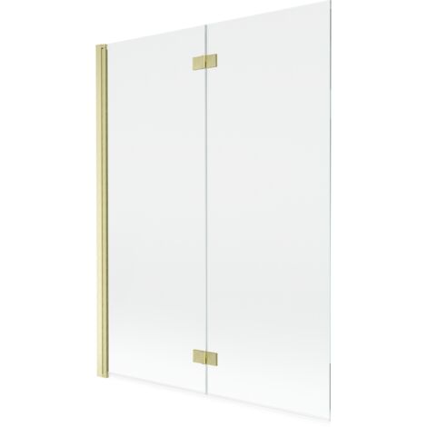 Mexen Mist panel de ducha de 2 puertas abatibles izquierdo 130 x 150 cm, transparente, dorado cepillado - 8A9-130-002-55-00-L