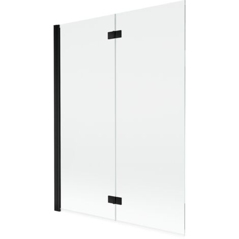 Mexen Mist paravento da bagno 2-ante sinistro 130 x 150 cm, trasparente, nero - 8A9-130-002-70-00-L