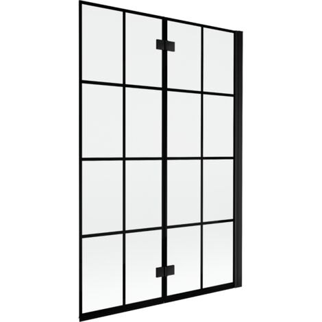 Mexen Mist paravento da doccia a 2 ante destro 120 x 150 cm, griglia nera, nero - 8A9-120-002-70-77-P