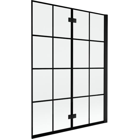 Mexen Mist parav谩n de ducha de 2 alas derecho 130 x 150 cm, cuadr铆cula negra, negro - 8A9-130-002-70-77-P