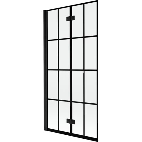 Mexen Mist parete doccia 2-ante sinistra 90 x 150 cm, griglia nera, nero - 8A9-090-002-70-77-L