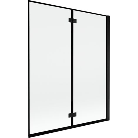 Mexen Mist paroi de baignoire 2 volets droit 140 x 150 cm, cadre noir, noir - 8A9-140-002-70-70-P