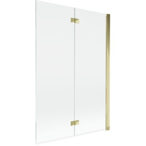 Mexen Mist paroi de baignoire pliante à 2 volets droite 120 x 150 cm, transparent, dorée - 8A9-120-002-50-00-P