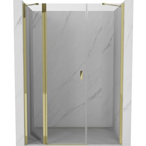 Mexen Mist porta doccia a battente 130 cm, trasparente, oro - 8A4-130-001-50-00