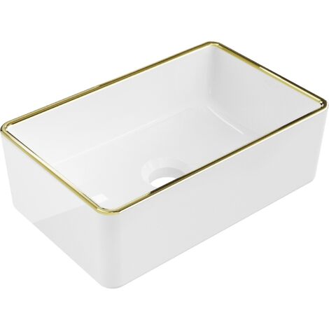 Mexen Nadia lavabo da appoggio 36 x 23 cm, bianco/oro bordo - 21613605