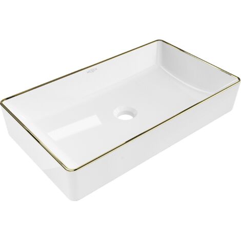 Mexen Nadia lavabo de comptoir 60 x 35 cm, blanche/bord en or - 21616005
