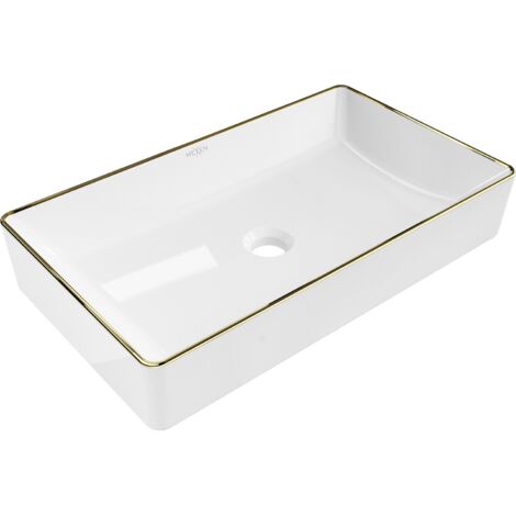Mexen Nadia lavabo sobre encimera 62 x 35 cm, blanco/dorado borde - 21616005