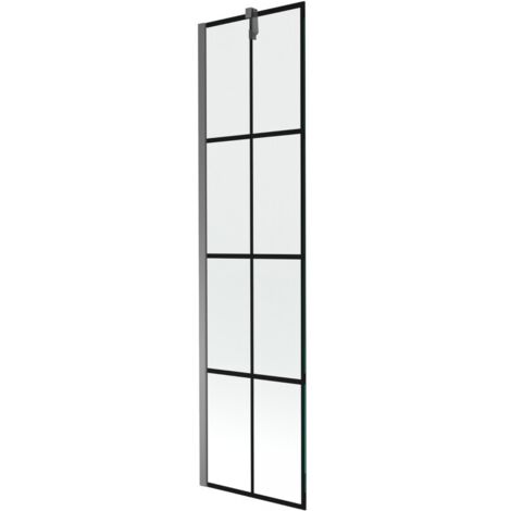 Mexen Next Badewannenwand 1-flügelig 50 x 150 cm, schwarzes Muster, Gun Metal - 895-050-000-00-77-95