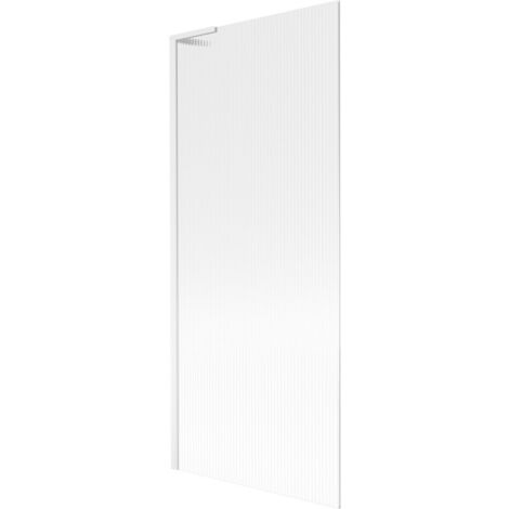 Mexen Next L Badewannen-Duschwand 1-flügelig 80 x 150 cm, Streifen, Weiß - 895-080-000-03-09-20