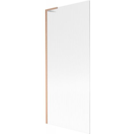Mexen Next L Badewannen-Faltwand 1-flügelig 80 x 150 cm, Streifen, gebürstetes Kupfer - 895-080-000-03-09-65