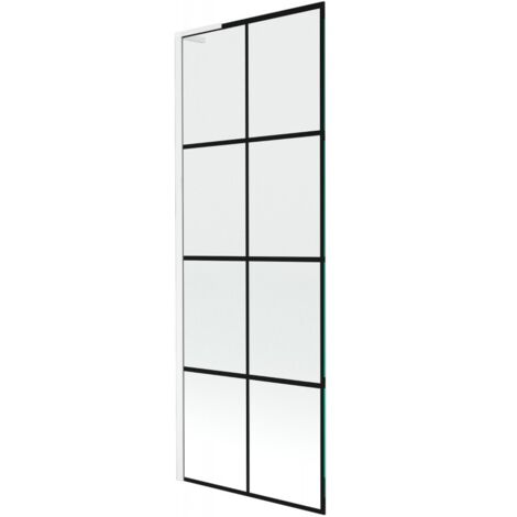 Mexen Next L Badewannen-Paravent 1-flügelig 70 x 150 cm, schwarzes Muster, weiß - 895-070-000-03-77-20