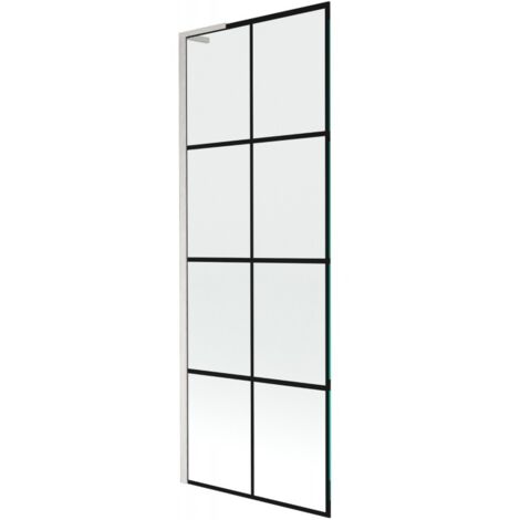 Mexen Next L Badewannen-Wandschirm 1-flügelig 70 x 150 cm, schwarzes Muster, gebürstetes Nickel - 895-070-000-03-77-97