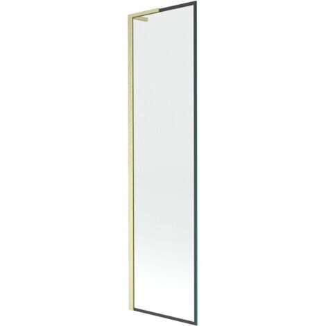 Mexen Next L Badewannenabtrennung 1-flügelig 50 x 150 cm, schwarzes Muster, gold gebürstet - 895-050-000-03-70-55