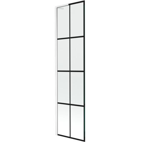 Mexen Next L Badewannenabtrennung 1-flügelig 50 x 150 cm, schwarzes Muster, weiß - 895-050-000-03-77-20
