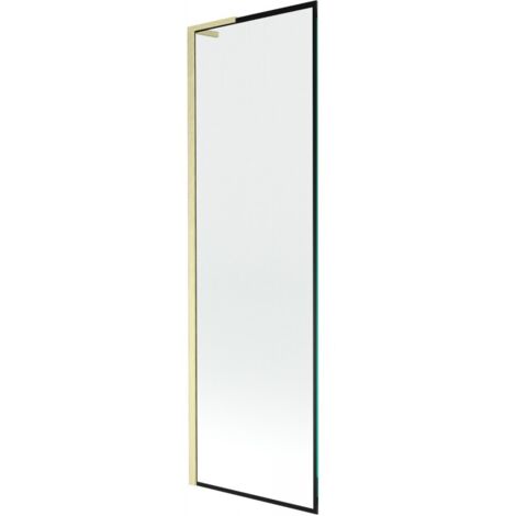 Mexen Next L Badewannenaufsatz 1-flügelig 60 x 150 cm, schwarzes Muster, gebürstetes Gold - 895-060-000-03-70-55