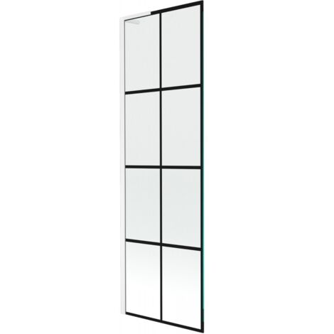Mexen Next L mampara de ba帽era de 1 hoja 60 x 150 cm, rejilla negra, blanco - 895-060-000-03-77-20