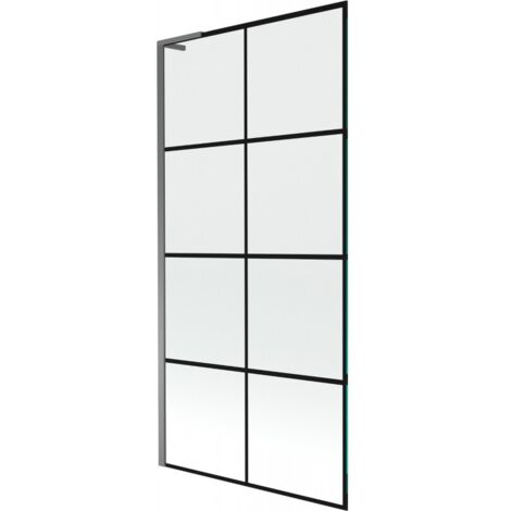 Mexen Next L mampara de ba帽era de 1 hoja 90 x 150 cm, rejilla negra, metal envejecido - 895-090-000-03-77-95