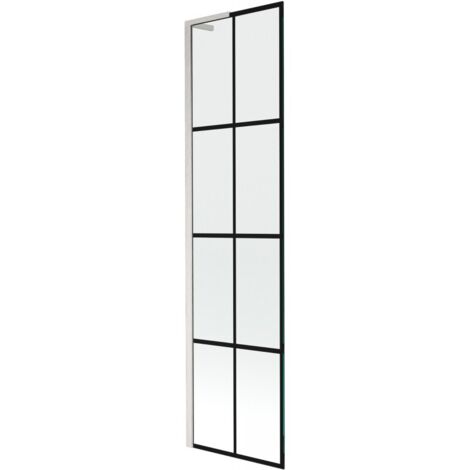Mexen Next L mampara de ba帽o 1 hoja 50 x 150 cm, rejilla negra, n铆quel cepillado - 895-050-000-03-77-97