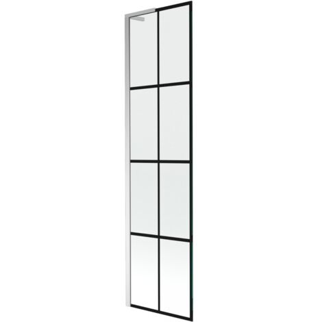 Mexen Next L mampara de ba帽o de 1 hoja 50 x 150 cm, rejilla negra, cromo - 895-050-000-03-77-01